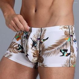 Underpants Men Ultra-thin Ice Silk Cartoon Print Boxer Sexy Spandex Shorts Panties Slim Underwear