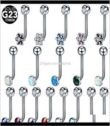 1Pc Titanium Christina Vertical Hood Flower Lip Rings Opal Sexyy Vagina Genital Piercing Vch Eyebrow Piercings Jewellery Hdxkb A2Vfx4924150