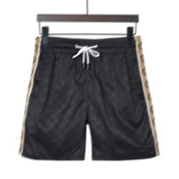 Men's new fashion letter print swim shorts casual loose sports men's golf summer drawstring striped beach pants High street trend hip hop best-selling shorts D50