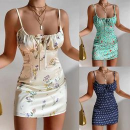 Summer Womens Strap Printed Sexy Slim Short Dress