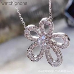 Luxury Top Grade Vancelfe Brand Designer Necklace Full Diamond Necklace Female Five Petal Big Flower Camellia Collar Chain High Quality Jeweliry Gift