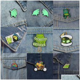 Pins Brooches Funny Frog Enamel Pins Cute Animal Kids Kawaii Metal Badge For Women Girl Fashion Jewellery Drop Delivery Dhtqp