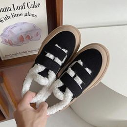 Casual Shoes Autumn Winter Women Sexy Trendy Breathable Black Flats Sport Platform Sneakers Add Wool