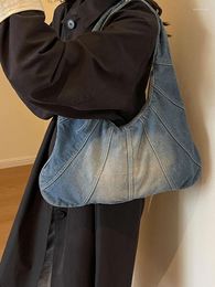 Totes Niche Casual Washed Denim Shoulder Bags Chic Women's Large Capacity Vintage Fashion Underarm Bag Ladies Commute Handlebags