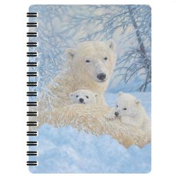 Polar Bear Spiral Journal Notebook For Women Men Memo Notepad 120 Pages Diary Study Notes School Teacher Office Supplies