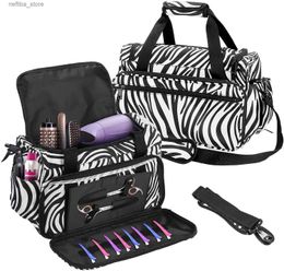 Cosmetic Bags Professional Salon Hair Tools Hairdressing Bag Travel Bag Large Capacity Hair Stylist Cosmetic Organiser With Accessory Pockets L410