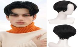 Shangke Short Right Middle Part Her Wigs For Men Young Cosplay Party Natural Black Synthetic Heatristant Fake Hair Wig6547276
