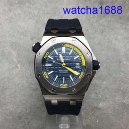 Swiss AP Wristwatch Royal Oak Offshore Series Blue Plate Rubber Band Automatic Mechanical Mens Precision Steel Material Diameter 42mm Luxury Watch