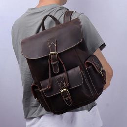 Backpack AETOO Retro Head Layer Cowhide Men's Bag Personality Crazy Horse Skin Tide Cool Leisure Trave