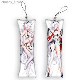 Keychains Lanyards Honkai Impact 3rd Dakimakura Mini Keychain Cute Anime Key Chain Small Pillow Decor Pendant Otaku Kiana Kaslana Backpack Pendant Y240417