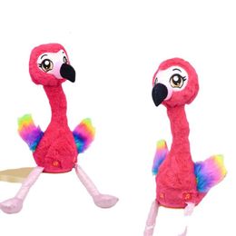 New Arrival Reusable Food Interactive Eats Sings Wiggles Poops Talks Dancing Rocking Stuffed Flamingo Soft Plush Toy