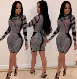 Women Sexy Night Club Fashionable Rhine Crew Neck Sexy Women Casual Dresses 2021 New Designer Dress8273950