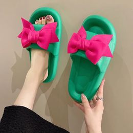 Womens Slippers EVA Indoor Floor Soft Couple Slipper Summer Bow Bedroom Shoes Ladies Flip Flops Fashion Adult 240417