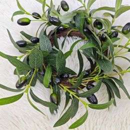 Decorative Flowers Simulation Olive Wreath Fruit 30CM Mini Candlestick Door Hanging Decoration Garden Modern