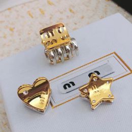 Clamps luxury m brand love heart cute star designer clamps hair clip pins barrettes girls personality letters silver gold hairclips hairp