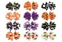 Baby Halloween Grosgrain Ribbon Bows Ghost Pumpkin Hairbows Skeleton Bat Wizard Ribbon Bow Hair Clips Bebe Halloween Hairpins2119877