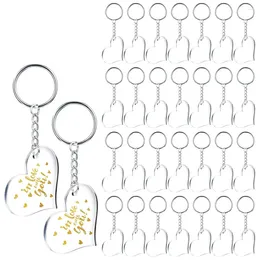 Dangle Earrings 30 Blanks Clear Acrylic Heart Shape Plain And Pieces Key Chain Metal Rings For DIY Projects Crafts