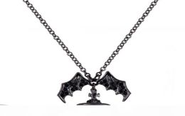 Queen Mother Demon Evil Titanium Black Wings Diamond Saturn Necklace Super Cool Punk Bat3735714