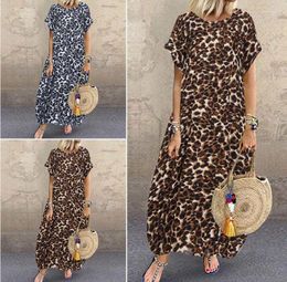 Casual Dresses Plus Size Women Dress Leopard Print Ladies Long Skirt