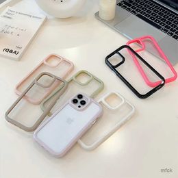 Cell Phone Cases Luxury Candy Colour Liquid Silicone Border Clear Soft Phone Case For phone 14 Pro Max 13 12 11 X XS XR Colourful Shockproof Cover