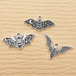 10pcs Bat Charm for Jewellery Making Enamel Necklace Pendant Keychain Phone Diy Supplies Metal Craft Accessories White Plated 240408