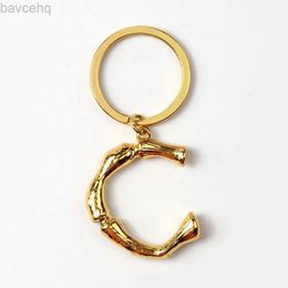 Keychains Lanyards Hot Women Keychain Alloy Big A-Z 26 Letters Key Holder Fashion Initial Capital Letter Key Ring Charms Bag Pendant d240417