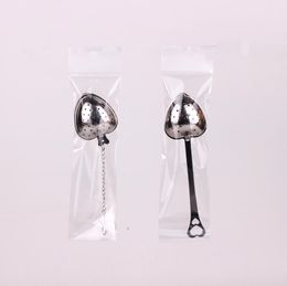 Heart Shape Stainless steel Tea Infuser kitchen tools Strainer Filter Long Handle Spoons Wedding Party Gift Favor with opp retail 3430676