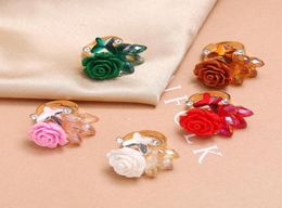 Wedding Rings Vintage Bohemia Rose Flower Big For Women Jewellery Crystal Ring Rhinestone Luxury Gift Promise8278354