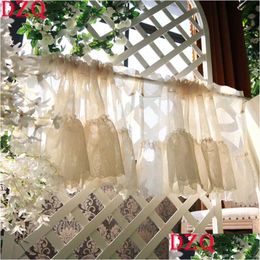 Aprons Curtains French Cotton And Linen Lace Half For Kitchen Tassel Short Curtain Partition Tle Ruffle Bedroom Drop Delivery Home G Dhtvi