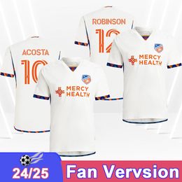 24 25 Cincinnati KUBO Mens Soccer Jerseys FOSTER JIMENEZ ROBINSON PINTO ACOSTA BOUPENDZA Away White Football Shirts Short Sleeve Uniforms