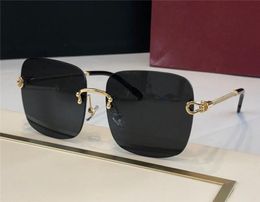 New fashion rimless design sunglasses 0246 metal frame square lens low profile simple UV400 protective lens and flat lens1554368