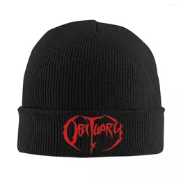 Berets Obituary Band Logo Death Metal Hat Autumn Winter Beanies Warm Bring The Noise Caps Men Women Knitted