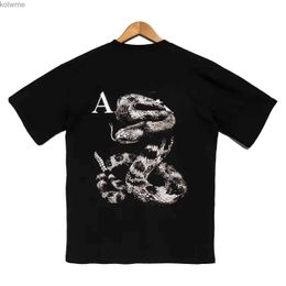 Shirts men tshirts designer clothes t shirt Banner bear print alphabet graffiti graphic tee t-shirt dropped shoulder sleeves shirts fit Breathable snake YQ240417