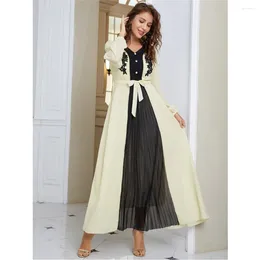 Ethnic Clothing 2024 Summer Chiffon Kaftan Women Muslim Abaya Patchwork Dress Islamic Arabic Robe Turkey Caftan Dubai Party Gown Abayas