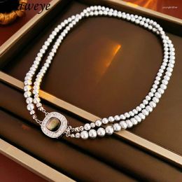 Choker Draweye Double Layers Pearls Necklace For Women Geometric Vintage Korean Fashion Jewellery Elegant Party Collares Para Mujer