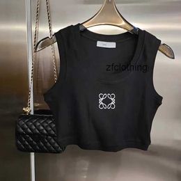 designer tshirt clothes women Embroidery Tank Tops Summer Short Slim Navel exposed outfit Elastic Sports Knitted Tanks nice OYFO