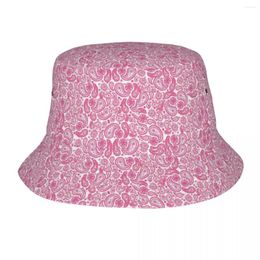 Berets Pink Paisley Bucket Hat Abstract Art Hawaii Fisherman Caps For Men Women Casual Vacation Sun Hats Breathable Graphic Cap