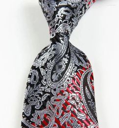 Bow Ties Classic Paisley Silver Red Orange Green Tie JACQUARD WOVEN Silk 8cm Men's Necktie Business Wedding Party Formal Neck