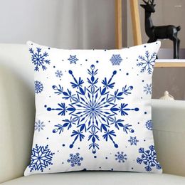 Pillow Slip Vibrant Snowflake Elk Print Christmas Pillowcase Hidden Zipper Square Throw Cover For Sofa Ornament