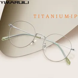 Sunglasses Frames YIMARUILI Fashion Without Makeup Ultra-Light Eyewear Men Retro Round Titanium Alloy Optical Prescription Eyeglasses Frame