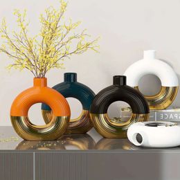 Vaseboho njcharms guldvaser för keramiska pampas gräs och blommor dekor minimalistiska vardagsrum soffbord 240127