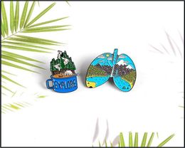 Pins Brooches Jewelry Explore The Natural Forest Outdoor Cam Tent Lung Shape Coffee Cup Enamel Brooch For Friends Who Like Adventu3157635