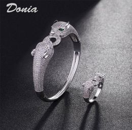 Donia jewelry luxury bangle party European and American fashion large classic animal copper microinlaid zircon bracelet ring set 3282281