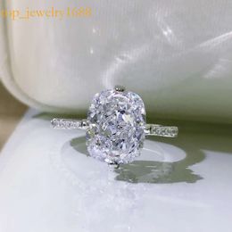 Cushion Cut 8*10mm Moissanite Diamond Ring 100% Real Sterling Sier Party Wedding Band Rings for Women Engagement Jewellery