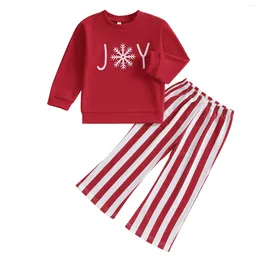 Clothing Sets Pudcoco Infant Kids Baby Girl 2Pcs Christmas Outfits Long Sleeve Snowflake Sweatshirt Striped Pants Set Toddler Clothes 1-8T