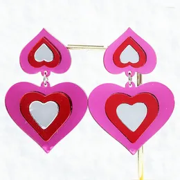 Dangle Earrings Korean Fashion Big Acrylic Heart Drop For Women Girls Statement Geometric Love Earring Jewelry Party Gifts