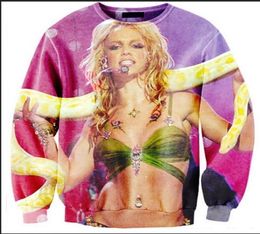 WholeNewest Fashion WomensMens Britney spears with Python Funny 3D Print Casual Sweatshirt Tops Plus Size SZS052195643