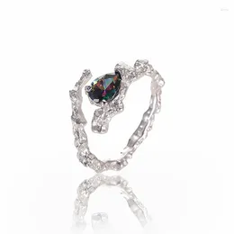 Cluster Rings WEIYUE Irregular S925 Sterling Silver Waterdrop Zircon Ring Ladies Retro Fashion Open Hip Hop Punk Index