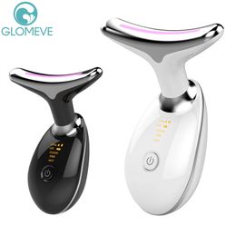 Neck Face Beauty Device EMS Microcurrent Lifting Vibration Face Massager LED Pon Therapy Anti Wrinkle Skin Care Tools 240417