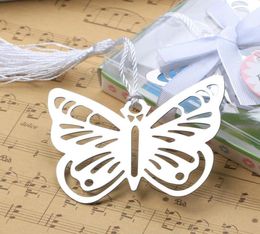 Hollow Butterfly Metal Bookmarks With Mini Greeting Cards Tassels Kawaii Stationery Pendant Wedding Favors Gifts LX39357972421